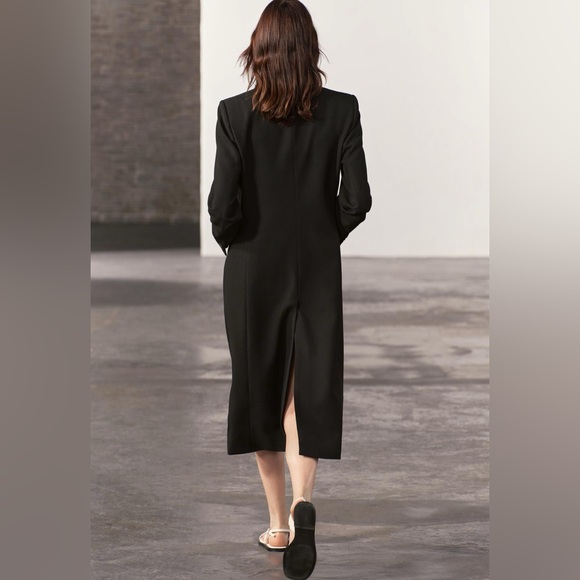 BNWT ZARA WOMEN TAILORED DOUBLE BREASTED COAT ZW COLLECTION LONG COAT BLACK XS - Picture 3 of 13